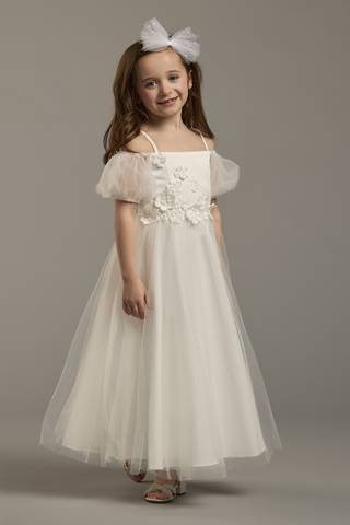 View DB Studio Off-the-Shoulder Puff Sleeve Flower Girl Dress in all available color and sizes Picture of Off-the-Shoulder Puff Sleeve Flower Girl Dress